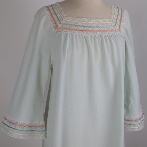Vtg Givenchy Intimates White Thin Fleece Lace Long Nightgown Lounger Dress M